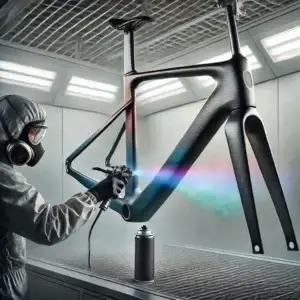 carbon fietsframe spuiten